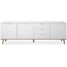 Calicosy Buffet bajo 3 puertas 2 estantes 3 cajones - l200 cm blanco