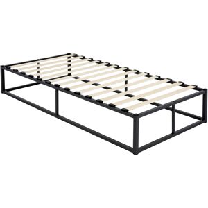 ML-Design Cama metálica negra, 90x200 cm, acero