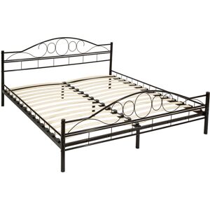 Tectake Cama doble estructura de acero negro 200 x 180 cm