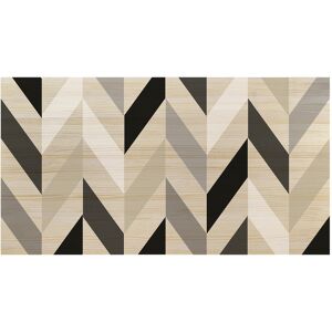 Decowood Cabecero de madera estampado 'geométrico zig-zag negro' 105x80cm