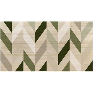 Decowood Cabecero de madera estampado 'geométrico zig-zag verde' 105x80cm