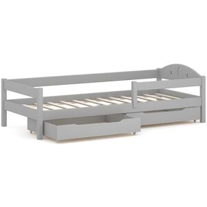 WNM Group Cama individual de pino macizo 200x90 gris