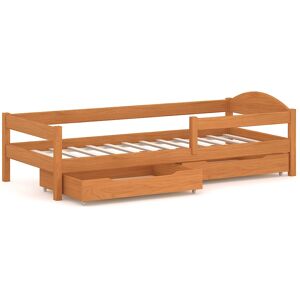 WNM Group Cama individual en pino macizo 200x90 color teca