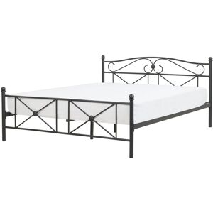 Beliani Cama matrimonial en metal negro 160x200