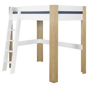 ID Kids Cama alta con escritorio y colchón natural blanco y madera 140x190 cm