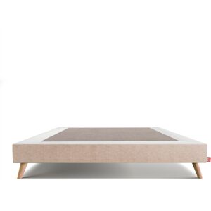 Morfeo Base de madera estilo nórdica tapizada en tejido beige 140x200