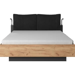 AKL FURNITURE Cama efecto madera Crema y Gris 160x200