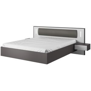 AKL FURNITURE Cama efecto madera Blanco y Gris 160x200