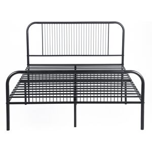 Urban Meuble Estructura de cama industrial de metal negro sin colchón 196,4*141,2cm