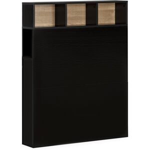 HOMN Cabecero de cama 95 cm negro, 2 puertas 9 huecos