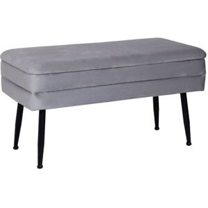 LANADECO Banco pie de cama tapizado en terciopelo y madera gris oscuro