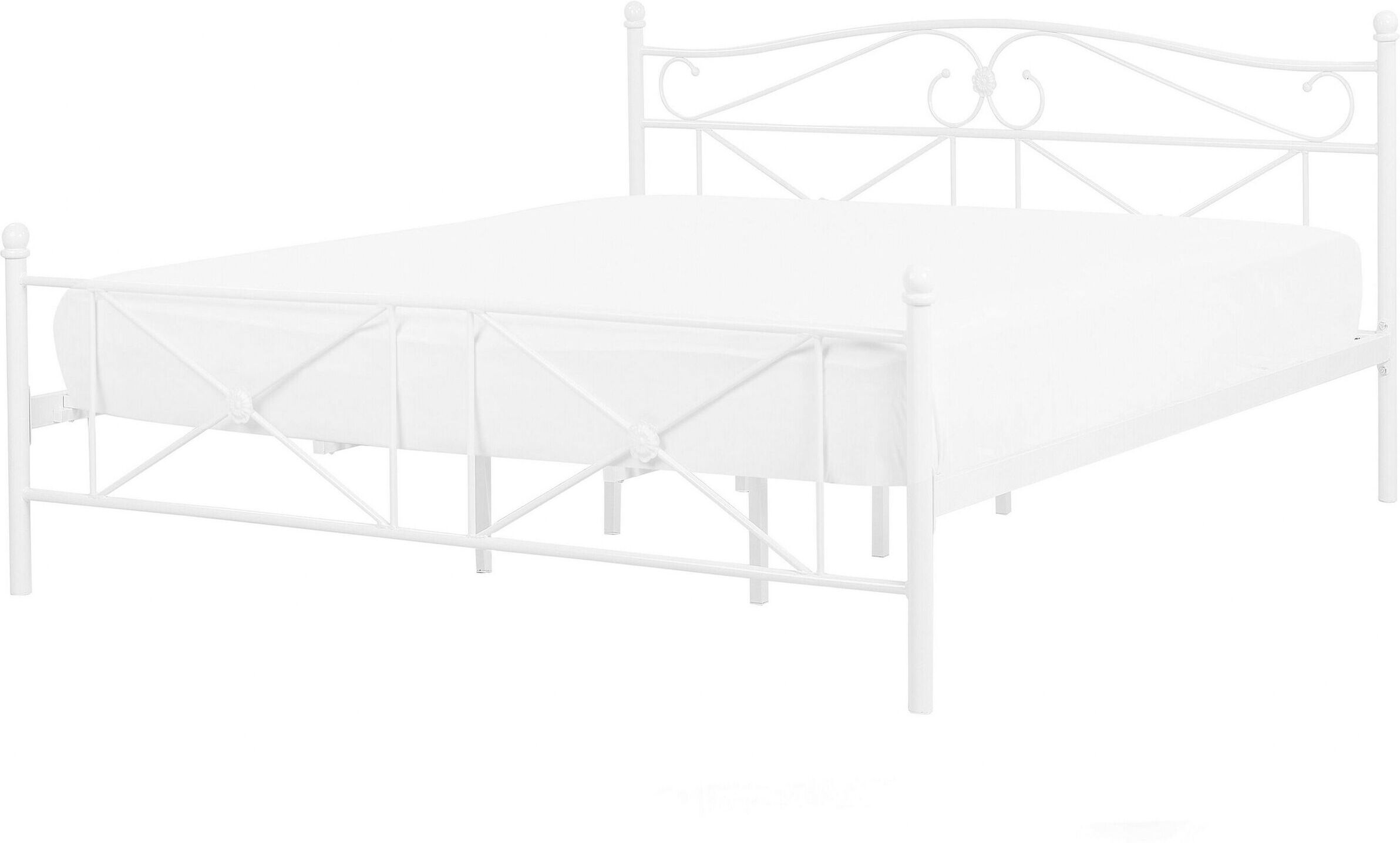 Beliani Cama matrimonial en metal blanco 140x200