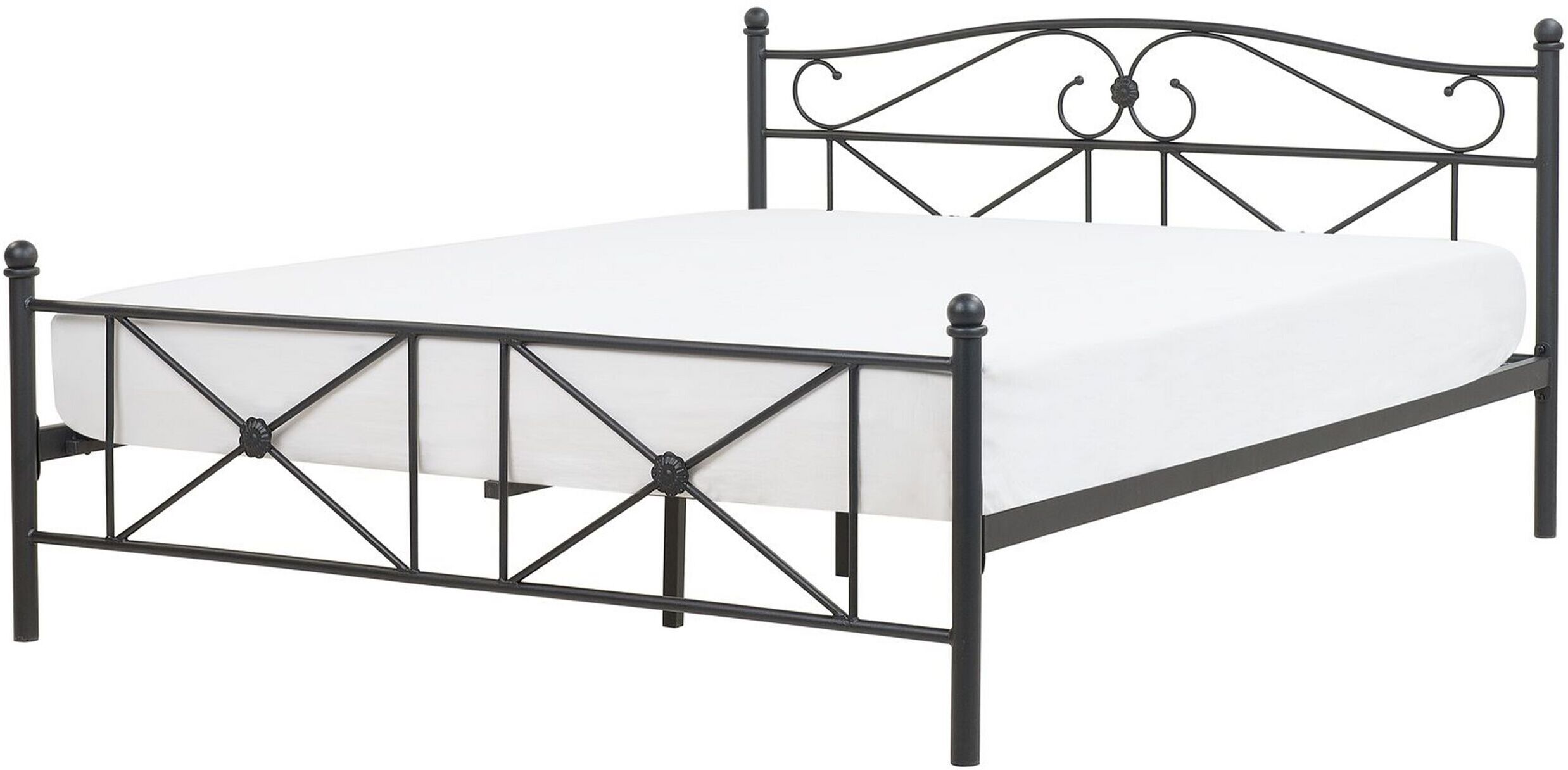 Beliani Cama matrimonial en metal negro 160x200