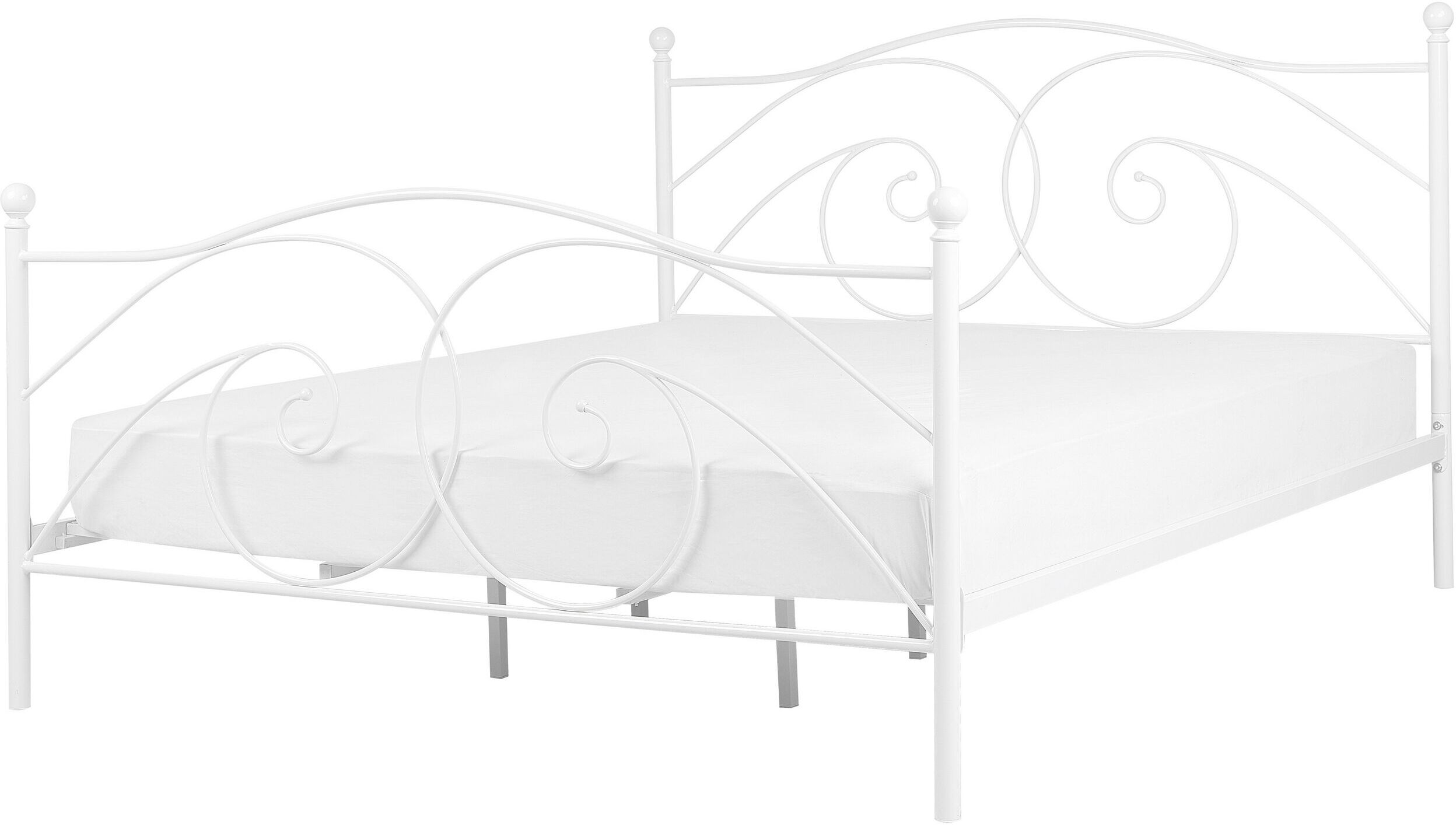 Beliani Cama matrimonial en metal blanco 180x200