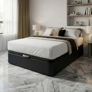 BEZEN Canapé polipiel de luxe negro - 135x190 - con montaje BEZEN Canapé polipiel de luxe negro - 135x190 - con montaje