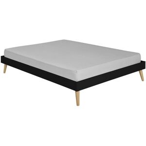 ID Kids Cama doble con patas madera maciza negro 140x190 cm ID Kids Cama doble con patas madera maciza negro 140x190 cm