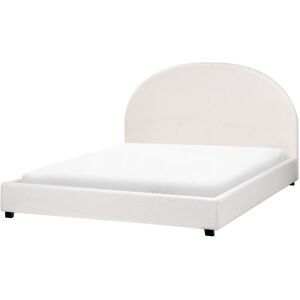 Beliani Cama matrimonial de tejido blanco 160x200 Beliani Cama matrimonial de tejido blanco 160x200