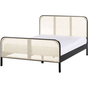 Beliani Cama matrimonial de madera negro 140x200 Beliani Cama matrimonial de madera negro 140x200