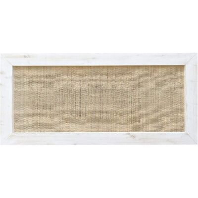 NATYAL Cabecero de rafia natural y madera maciza blanco envejecido 190x74cm NATYAL Cabecero de rafia natural y madera maciza blanco envejecido 190x74cm