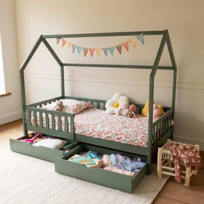 Happy Garden Cama cabaña infantil con cajones verde 190x90cm Happy Garden Cama cabaña infantil con cajones verde 190x90cm