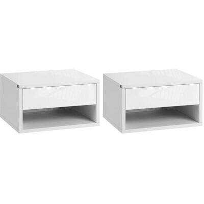 Conjunto de Mesitas de Noche Flotantes HOMCOM - 2 Mesas, Blanco Conjunto de Mesitas de Noche Flotantes HOMCOM - 2 Mesas, Blanco