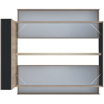 Weber Cama con cajones y almacenaje, 140x190 cm, madera clara y efecto negro Weber Cama con cajones y almacenaje, 140x190 cm, madera clara y efecto negro