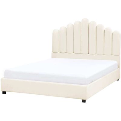 Cama Beliani Vincennes - Terciopelo, Blanco, 140x200cm Cama Beliani Vincennes - Terciopelo, Blanco, 140x200cm