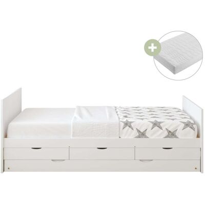 Sunny Cama nido, blanca - con colchón híbrido de 90 x 200 Sunny Cama nido, blanca - con colchón híbrido de 90 x 200