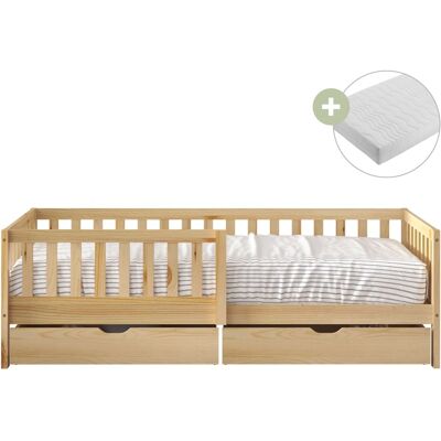 Sunny Cama infantil con 2 cajones, beige - con colchón híbrido 90 x 200 Sunny Cama infantil con 2 cajones, beige - con colchón híbrido 90 x 200