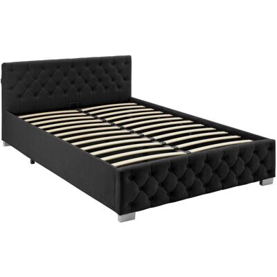 Tectake Cama tapizada con led y somier abatible, 250 kg, 140 x 200 cm, negro Tectake Cama tapizada con led y somier abatible, 250 kg, 140 x 200 cm, negro