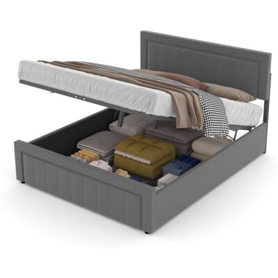 Concept Usine Cama con canapé abatible 140 x 190 cm en terciopelo gris Concept Usine Cama con canapé abatible 140 x 190 cm en terciopelo gris