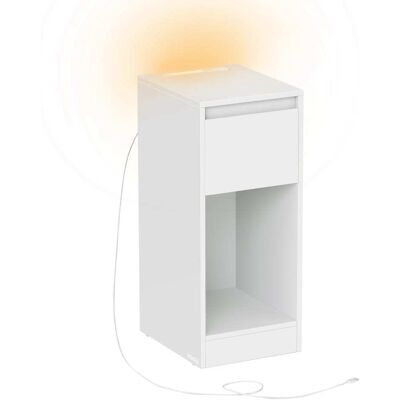 VASAGLE Mesita de noche con led y puertos usb de color blanco VASAGLE Mesita de noche con led y puertos usb de color blanco