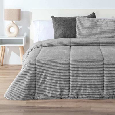 Manterol Edredón borreguito jaspeado rayas gris - CAMA 180cm Manterol Edredón borreguito jaspeado rayas gris - CAMA 180cm