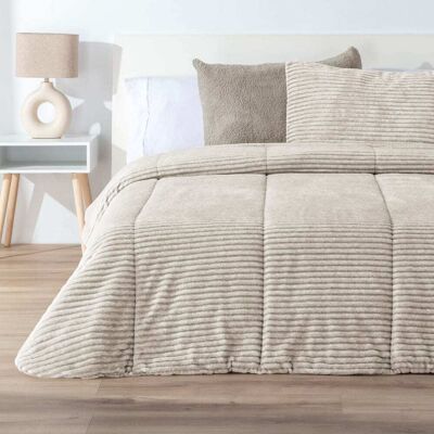 Manterol Edredón borreguito jaspeado rayas beige - CAMA 90cm Manterol Edredón borreguito jaspeado rayas beige - CAMA 90cm
