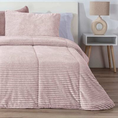 Manterol Edredón borreguito jaspeado rayas nude - CAMA 180cm Manterol Edredón borreguito jaspeado rayas nude - CAMA 180cm