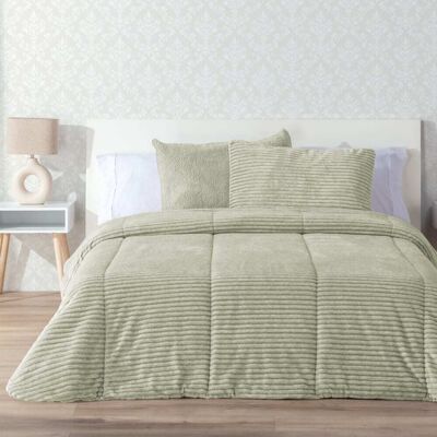 Manterol Edredón borreguito jaspeado rayas verde - CAMA 135/140cm Manterol Edredón borreguito jaspeado rayas verde - CAMA 135/140cm