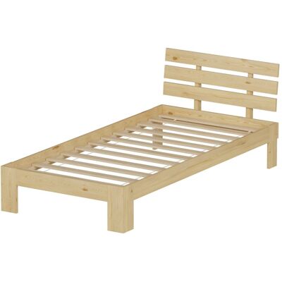 Happy Garden Cama de madera de pino de 90x190cm con cabecero y somier de láminas Happy Garden Cama de madera de pino de 90x190cm con cabecero y somier de láminas