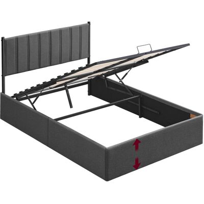 VASAGLE Estructura de cama elevable de 140 x 200 cm de color gris oscuro VASAGLE Estructura de cama elevable de 140 x 200 cm de color gris oscuro