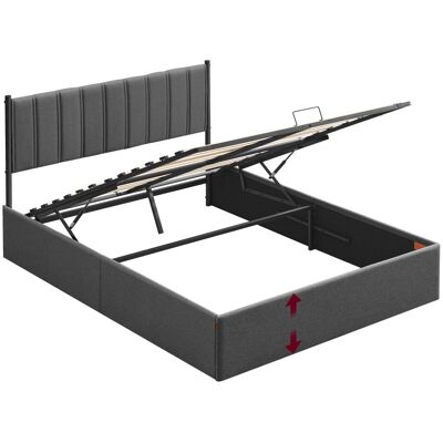 VASAGLE Estructura de cama elevable de 160 x 200 cm de color gris oscuro VASAGLE Estructura de cama elevable de 160 x 200 cm de color gris oscuro