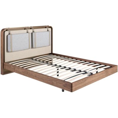 Angel Cerda Cama tela color beige y gris Angel Cerda Cama tela color beige y gris