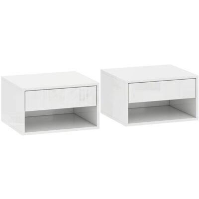 Homcom Mesitas de noche 37x32x21 cm blanco brillante Homcom Mesitas de noche 37x32x21 cm blanco brillante