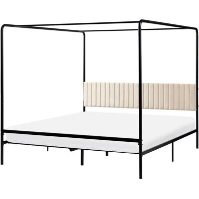 Beliani Cama con dosel de metal negro 180x200 Beliani Cama con dosel de metal negro 180x200