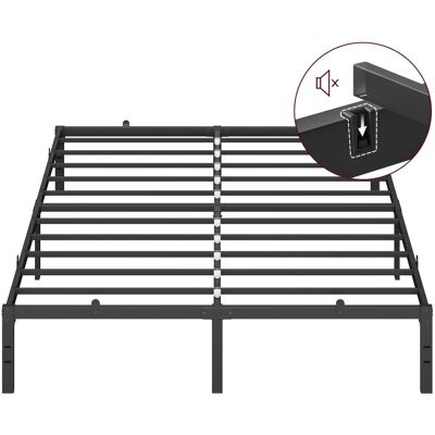 VASAGLE Marco de cama doble de metal de 150 x 190 cm color negro VASAGLE Marco de cama doble de metal de 150 x 190 cm color negro