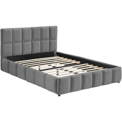 Tectake Cama tapizada, terciopelo, base madera, gris oscuro 153x220x93cm Tectake Cama tapizada, terciopelo, base madera, gris oscuro 153x220x93cm