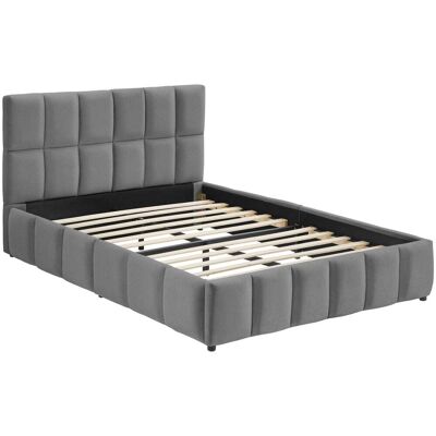 Tectake Cama tapizada, terciopelo, somier láminas, gris 133x220x93cm Tectake Cama tapizada, terciopelo, somier láminas, gris 133x220x93cm