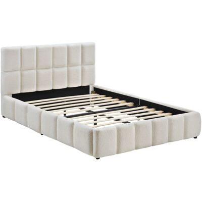 Tectake Cama tapizada con base madera y acero, 153 x 220 x 93 cm, teddy crema Tectake Cama tapizada con base madera y acero, 153 x 220 x 93 cm, teddy crema