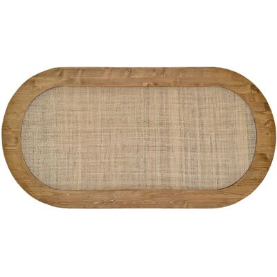 NATYAL Cabecero ovalado de madera con rafia marrón para cama de 135cm roble NATYAL Cabecero ovalado de madera con rafia marrón para cama de 135cm roble