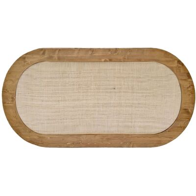 NATYAL Cabecero ovalado de madera con rafia natural para cama de 135cm roble NATYAL Cabecero ovalado de madera con rafia natural para cama de 135cm roble