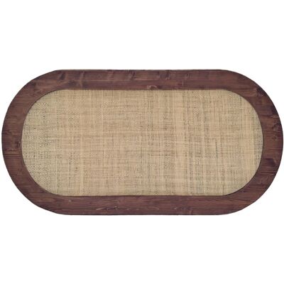 NATYAL Cabecero ovalado de madera rafia marrón para cama de 150cm tono oscuro NATYAL Cabecero ovalado de madera rafia marrón para cama de 150cm tono oscuro