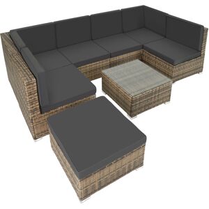 Tectake Conjunto de muebles de ratán venecia 5 plazas acero natural